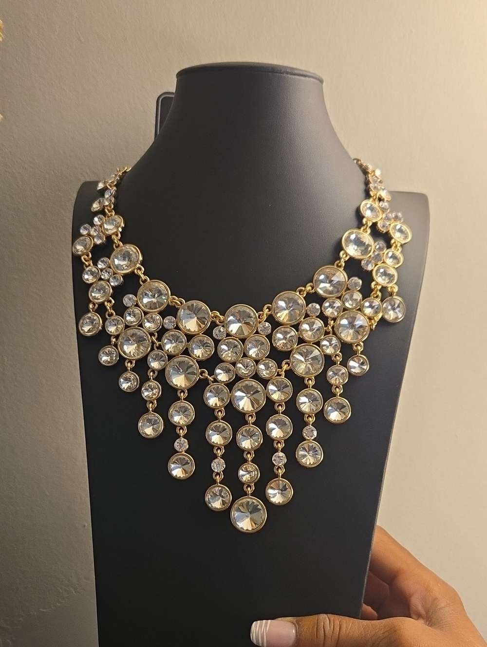 paparazzi Gold and Clear Crystal Cascade Necklace